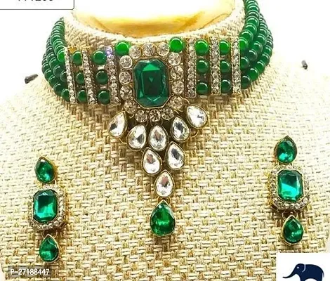 Beautiful Green Alloy Jewellery Set For Women