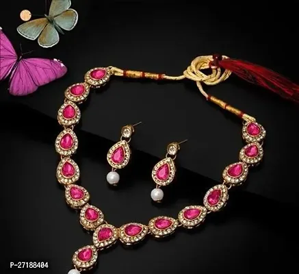 Beautiful Pink Alloy Jewellery Set For Women