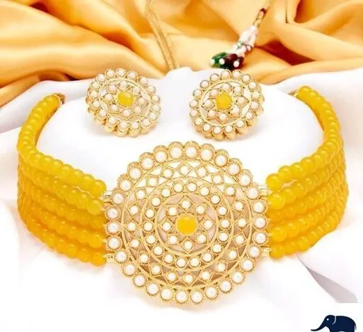 VISAMART JEWEL Alloy Gold-plated White, Yellow Jewellery Set (Pack of 1) (OO-Sukhi-Yellow)
