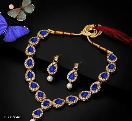 Beautiful Navy Blue Alloy Jewellery Set For Women