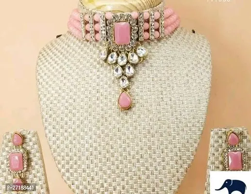 Beautiful Pink Alloy Jewellery Set For Women