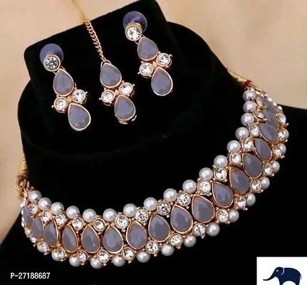 Beautiful Grey Alloy Jewellery Set For Women