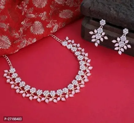 Beautiful Pink Alloy Jewellery Set For Women-thumb0