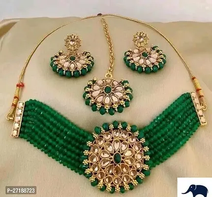 Beautiful Green Alloy Jewellery Set For Women