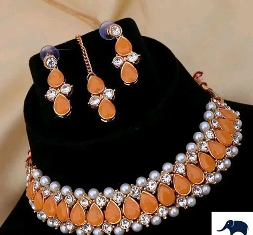 Beautiful Alloy Kundan Pearl Jewellery Set