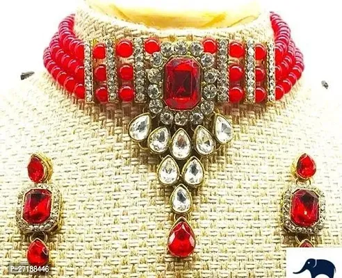 Beautiful Red Alloy Jewellery Set For Women-thumb0