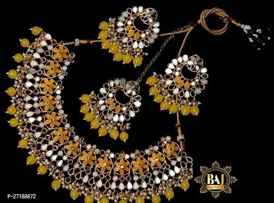 Beautiful Yellow Alloy Jewellery Set For Women