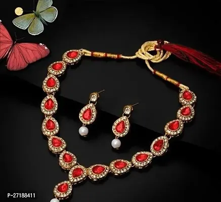 Beautiful Red Alloy Jewellery Set For Women-thumb0