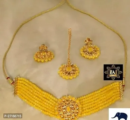 Beautiful Yellow Alloy Jewellery Set For Women-thumb0