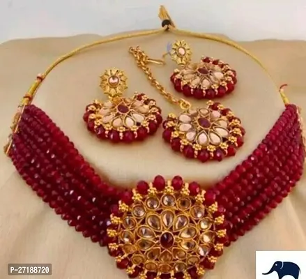 Beautiful Maroon Alloy Jewellery Set For Women