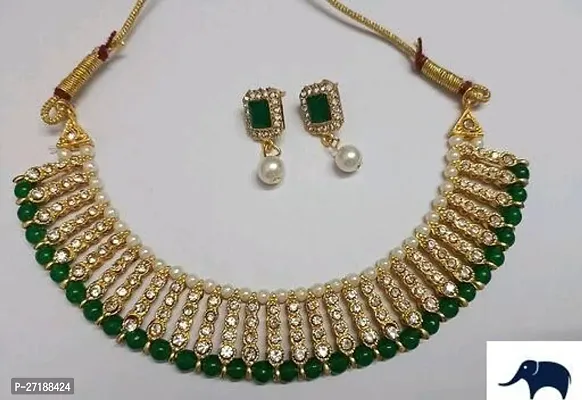 Beautiful Green Alloy Jewellery Set For Women-thumb0