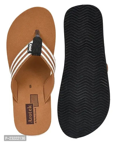 AROTEK Comfortable Stylish Slippers/Flip -flop Chappal for Men (Tan, numeric_9)-thumb2