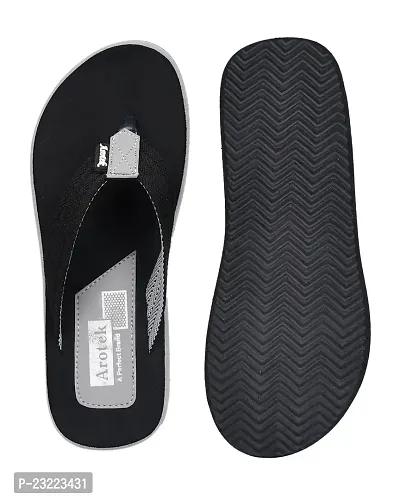 AROTEK Extra Comfort Stylish Slippers/Flip -flop Chappal for Men (Black, numeric_8)-thumb2