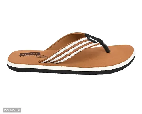 AROTEK Comfortable Stylish Slippers/Flip -flop Chappal for Men (Tan, numeric_9)-thumb0