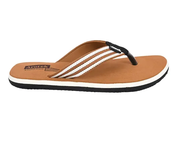 AROTEK Comfortable Stylish Slippers/Flip -flop Chappal for Men (Tan, numeric_9)