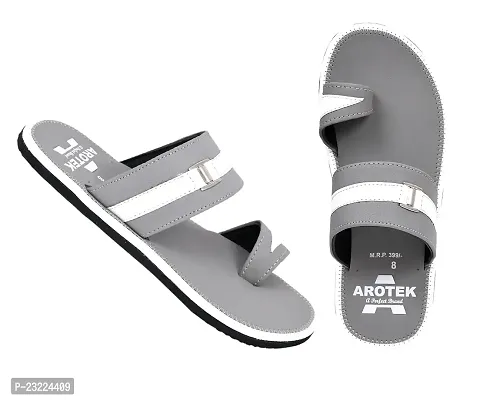 AROTEK Comfortable Stylish Slippers  Flip -flop for men (Grey, numeric_7)-thumb5