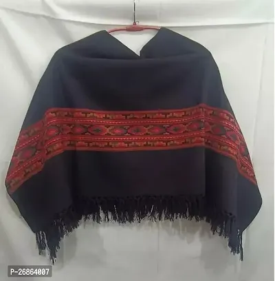 Elite Black Wool Printed Shawls For Women