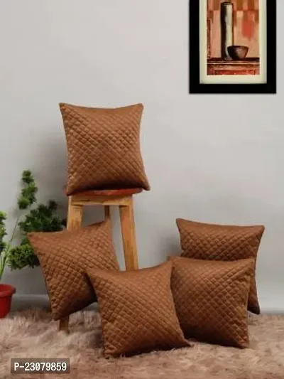 Stylish Brown Velvet Square Shaped Cushion Covers- Pack Of 5