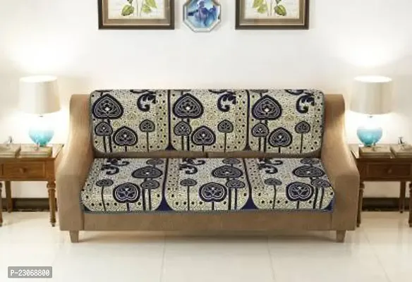 Stylish Blue Jacquard Abstract Printed Sofa Cover Pack of 2