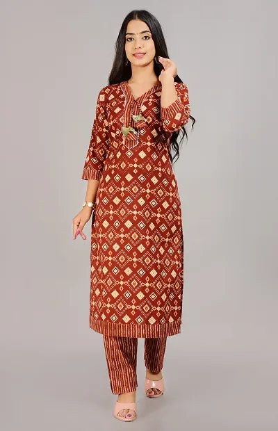 Stylish Fancy Rayon Kurti With Pant Set For Women