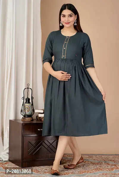 Designer Casual Women Rayon Maternity Kurta-thumb3