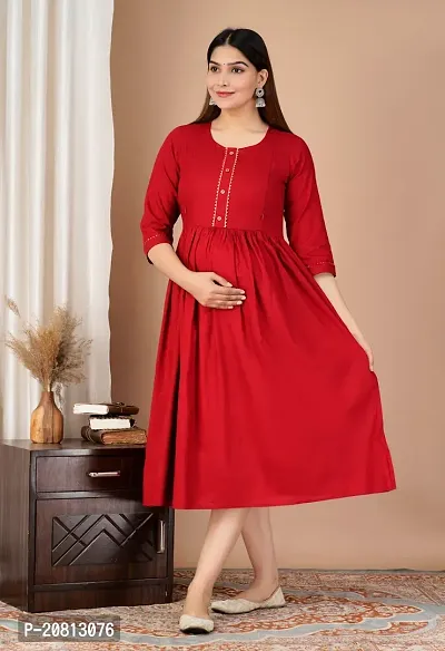 Designer Casual Women Rayon Maternity Kurta-thumb3