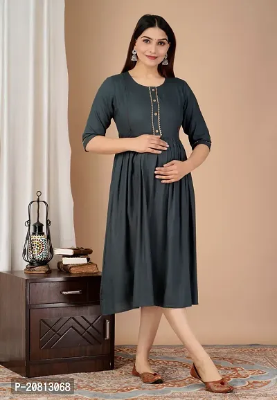 Designer Casual Women Rayon Maternity Kurta-thumb5