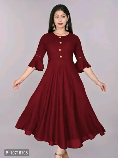 Stylish Rayon Full Length Kurti For Women-thumb0