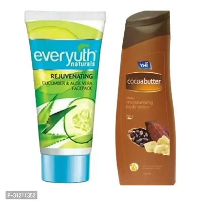 Yhi Cocoa Butter Deep Moisturising Body Lotion Everyuth Face Pack Combo-thumb0