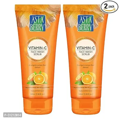 Astaberry Orange Face Wash Scrub(100 Ml -Daily Exfoliating Cleanser -Pack Of 2-thumb0