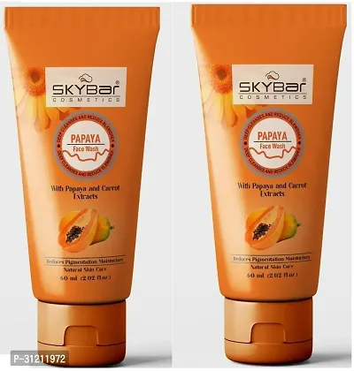 Skybar Papaya Deep Cleanse Face Wash Gentle Exfoliation Visibly Glowing Skin 100 Per Cent Botanical Extracts Suitable For All Skin Types Pack Of 2-thumb0