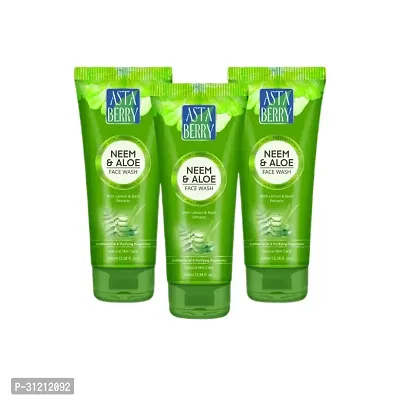 Astaberry Neem Aloe Deep Cleansing Face Wash Enriched With Neem, Aloe Vera Tulsi Oil Control Paraben-Free Ph Balanced Pack Of3-thumb0