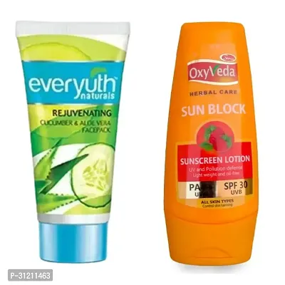 Simco Oxyveda Sun Block Sunscreen Lotion Everyuth Face Pack Combo-thumb0