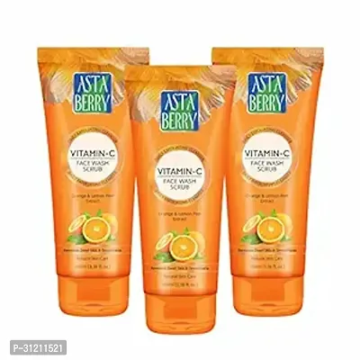 Astaberry Vitamin C Face Wash Scrub For Glowing Skin- With Vitamin C Neem Orange Peel Pack Of 3-thumb0