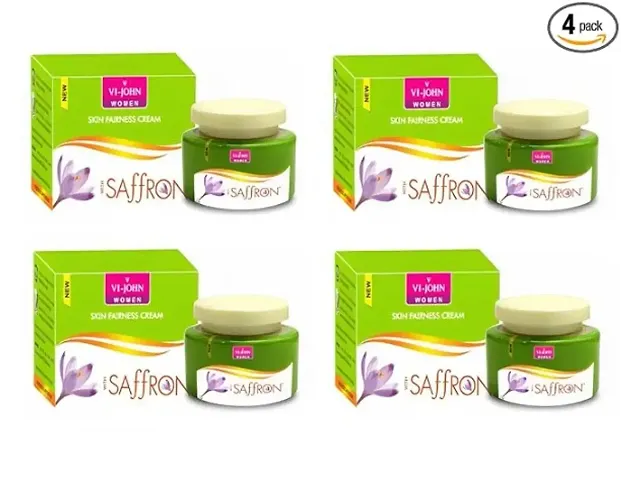 VI - JOHN Saffron Skin Organic Fairness Cream For Remove Dark Spots, Skin Whitening Vitamin E & Mulberry Extract (All Skin) - 50 Gm Each Pack (Pack of 4)(FAIRNESS CREAM-24)