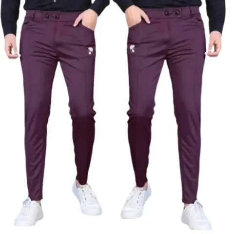 Classic Polycotton Solid Track Pants for Men, Pack of 2