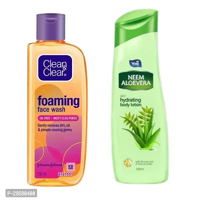 Foaming Face Wash for Oily Skin, 150ml  Neem Aloe Vera Skin Hydrating Hand  Body Lotion  Combo-thumb0