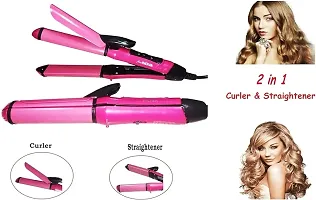 2 in 1 Hair Straightener and Curler (Pink)(Straightenercurler for women  men)-thumb1