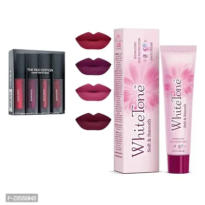 Matte Liquid Lipstick Combo  White Tone Hydrating Sun Protection Face Cream