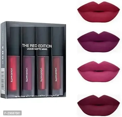 Professional Red Edition Mini Liquid Matte Lipsticks Pack Of 4-thumb0