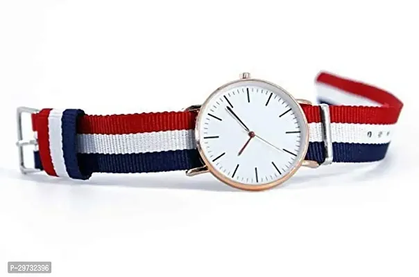 White Slim Dial Luxurious Fabric Strap Fashion Men's Wrist Watch-thumb2