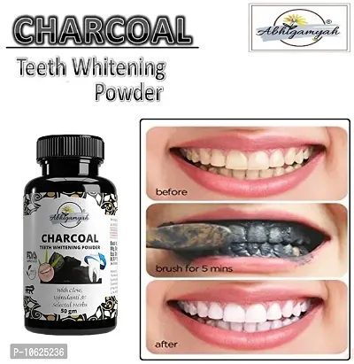 ABHIGAMYAH Presents 100% Natural Activated Charcoal Teeth Whitening Powder | For Yellow Strain, Tartar, Strain, Swell Gums, Bad Breath  Mouth Bacterial  50 GM. PACK OF_1