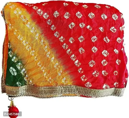 Multicoloured Art Silk Bandhani Dupatta-thumb0