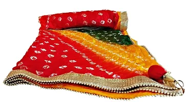 Multicoloured Art Silk Bandhani Dupatta-thumb1
