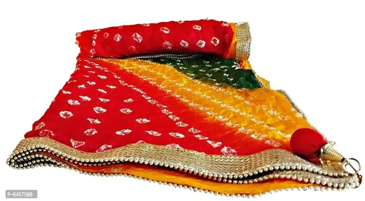 Multicoloured Art Silk Bandhani Dupatta-thumb2