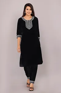 Black Colour Kurti With Zari Embroidery With Pant Set-thumb2