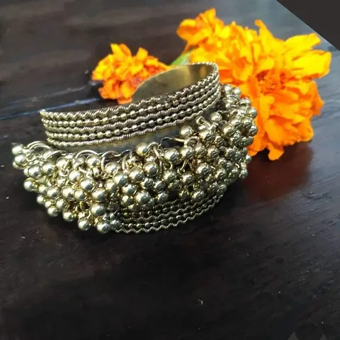 Oxidised Oxidized Ghungroo Kada Bangle Bracelet for Girls and Women