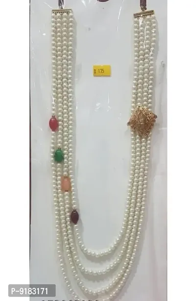 Stylish Fancy Glass Artificial Stones  Beads Moti Mala Wedding Necklace For Men