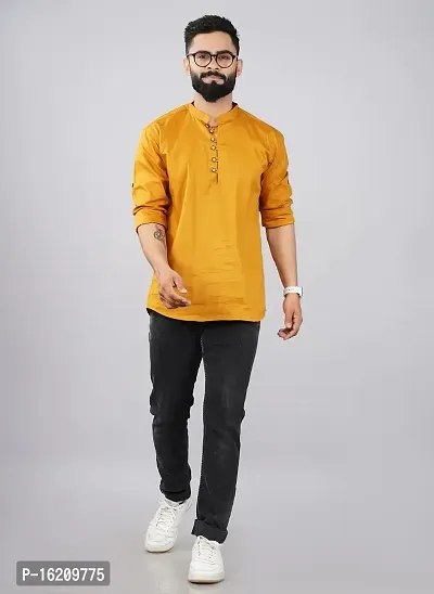 ELEPANTS Cotton Blend Men's Mandarin Collar Slim Fit Kurta-thumb3