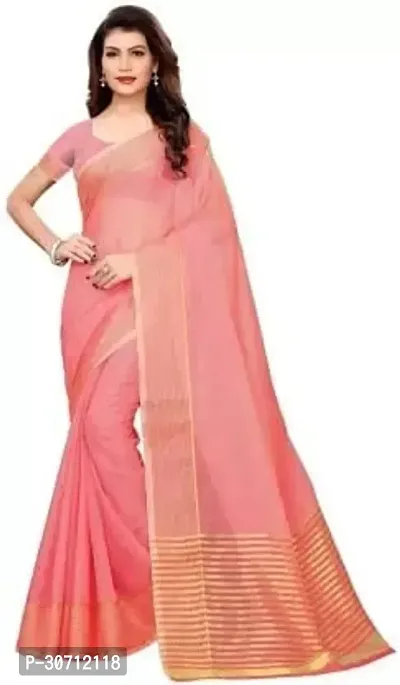 Stylish Polycotton Orange  Saree without Blouse piece For Women-thumb0